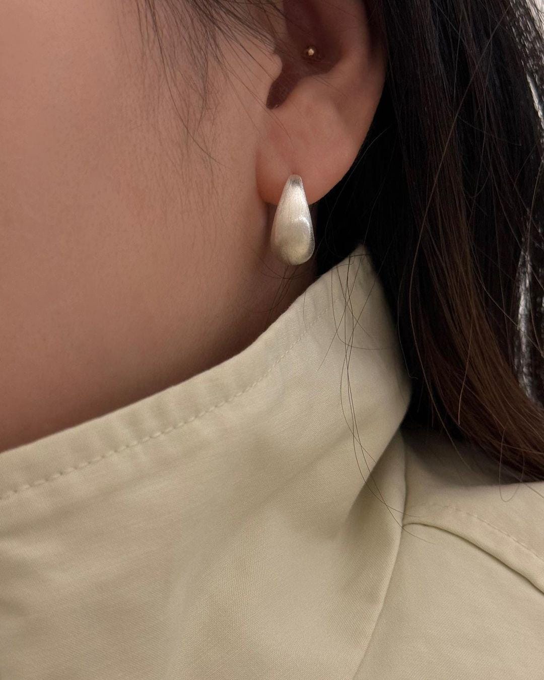 Matte Chunky Silver Hoop Earrings