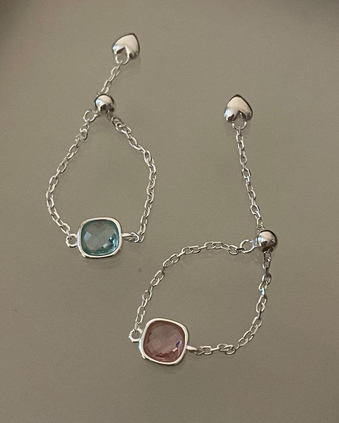 Square Stone Cocktail Chain Ring