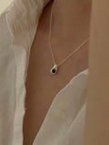 Droplet Gemstone Pendant Silver Necklace