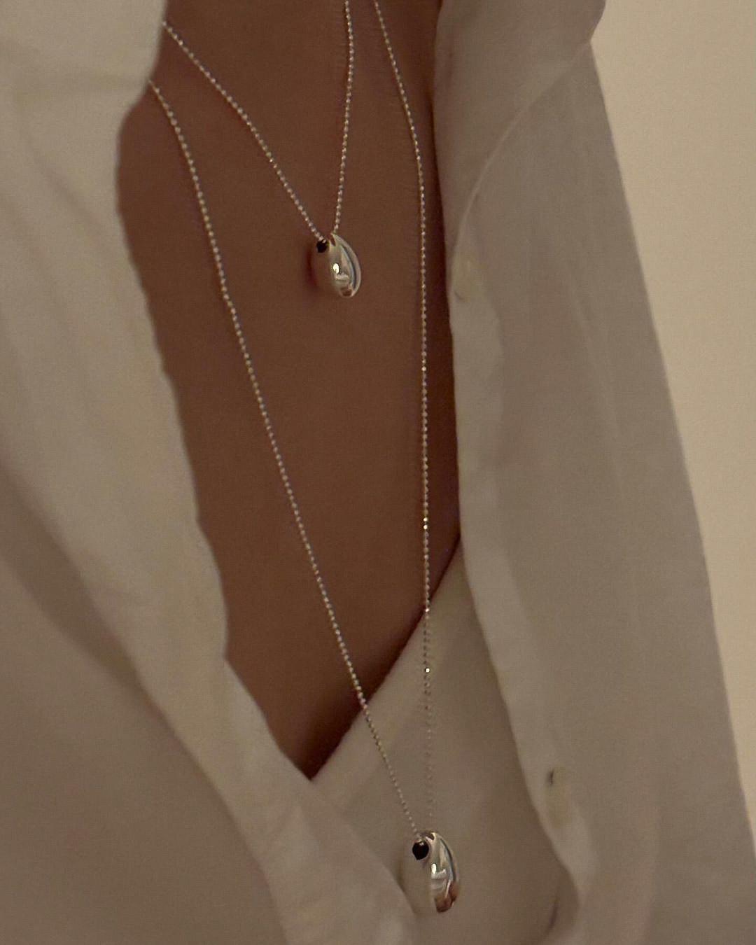Silver Droplet Pendant Necklace
