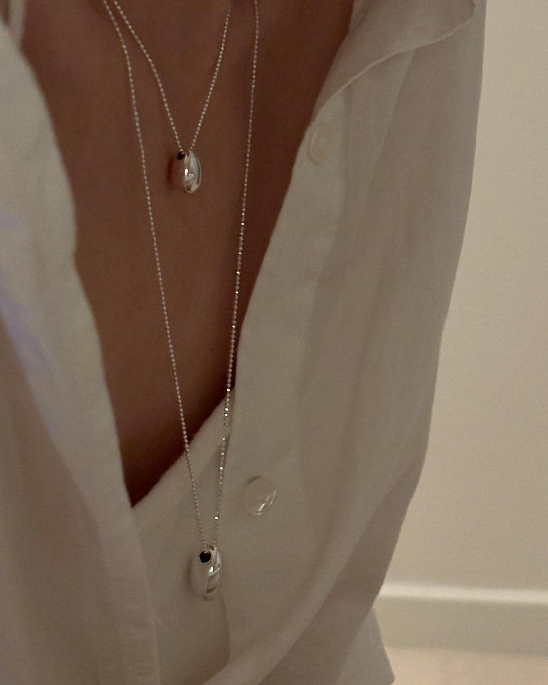 Silver Droplet Pendant Necklace