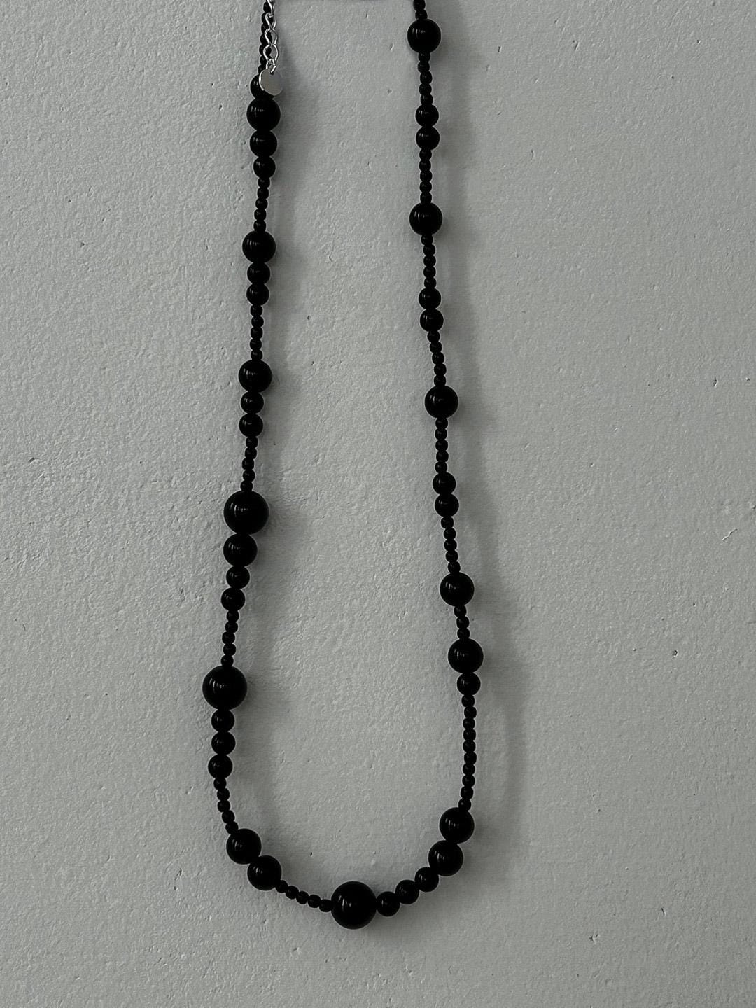 Small Bead Black Agate Necklace
