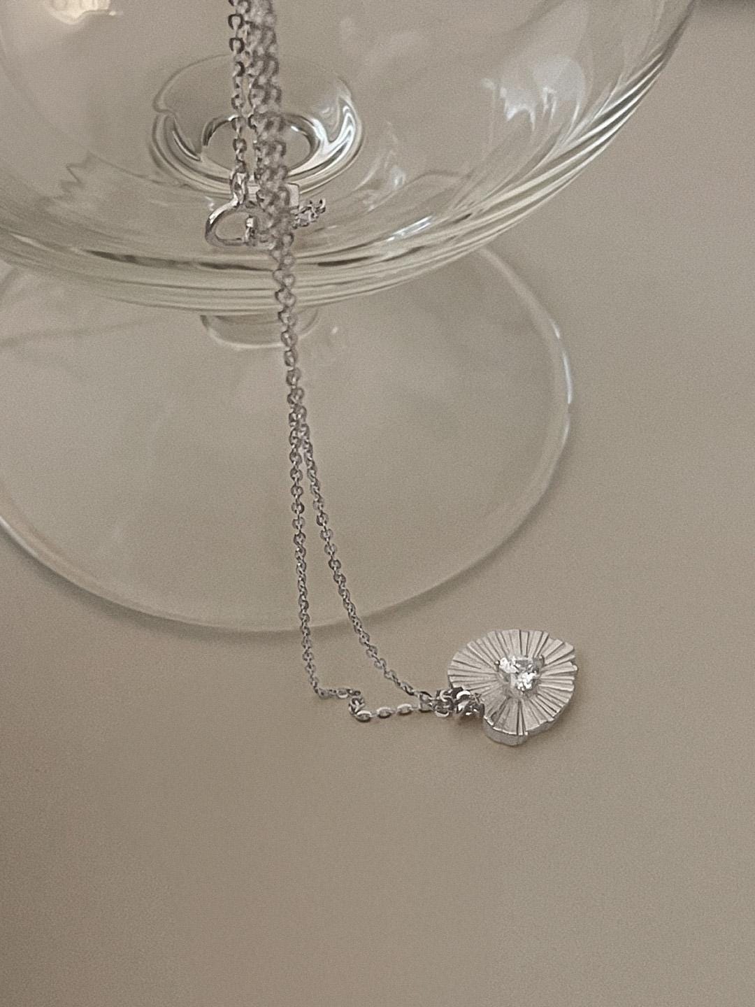 Sacred Heart Pendant Necklace with Cubic Zirconia