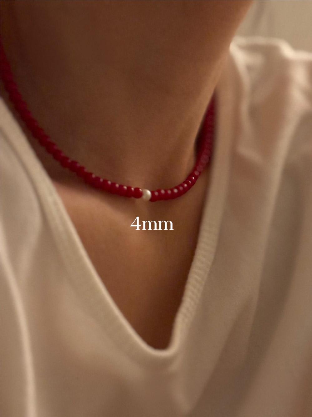 Red And Freshwater Pearl Beaded Necklace