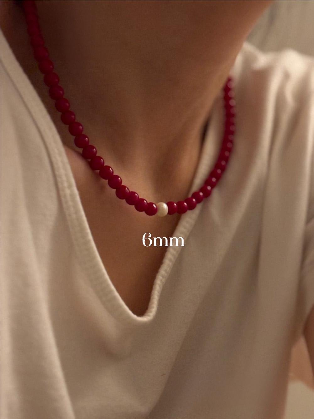 Red And Freshwater Pearl Beaded Necklace