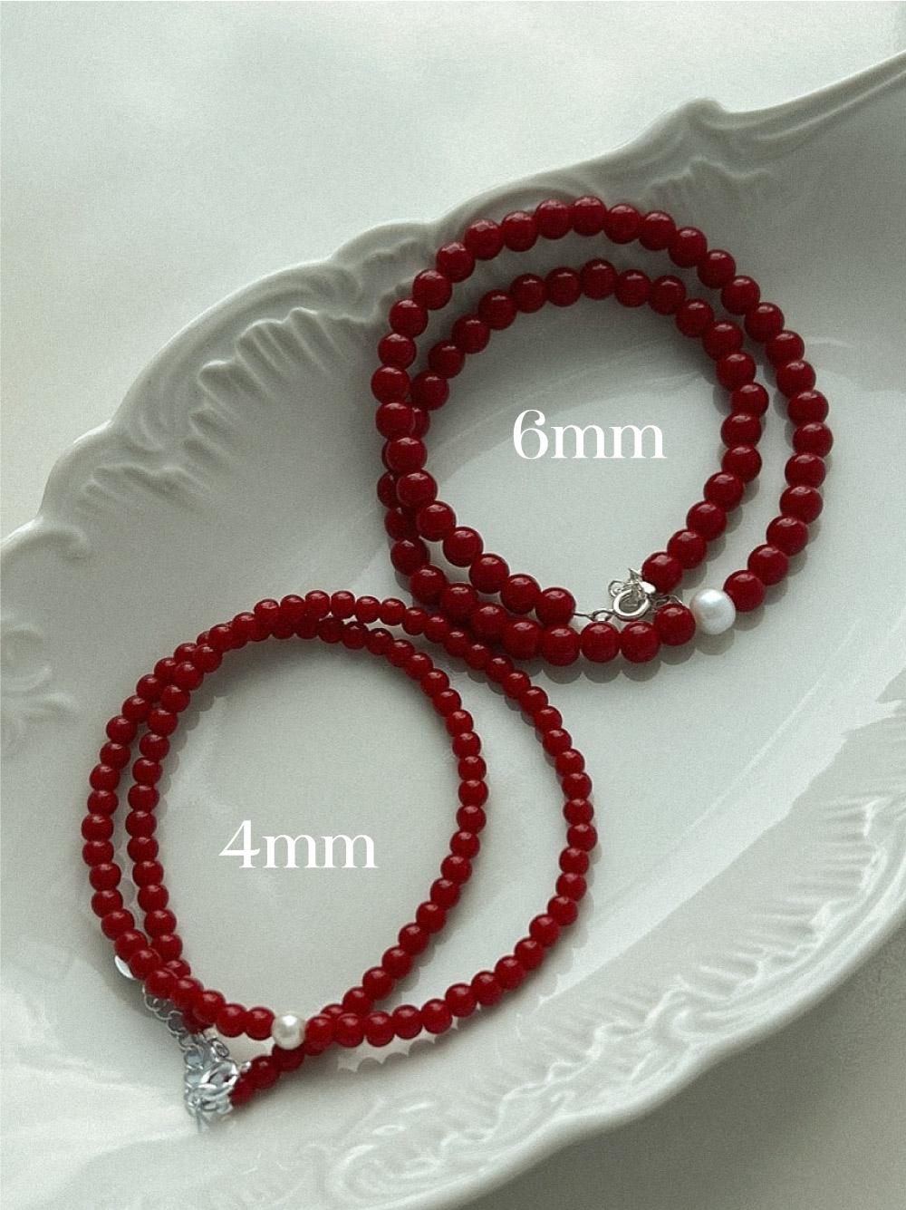 Red And Freshwater Pearl Beaded Necklace