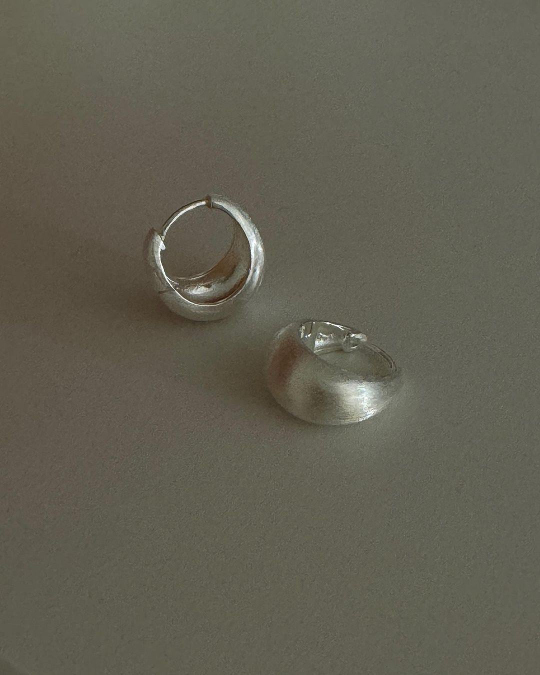 Matte Chunky Silver Hoop Earrings