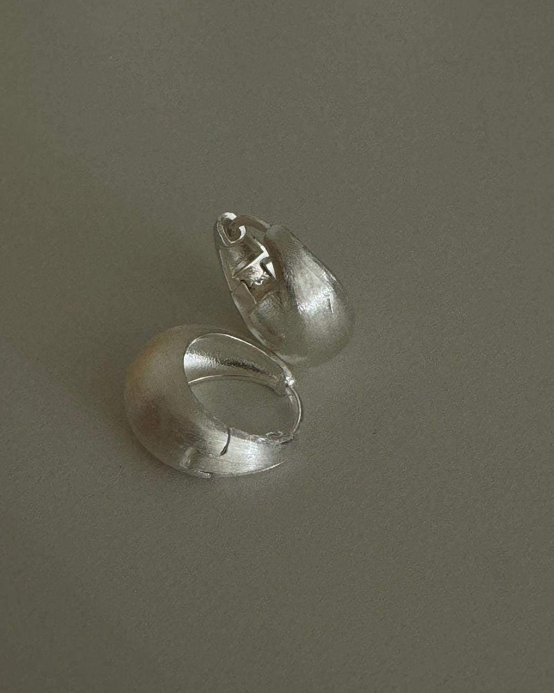 Matte Chunky Silver Hoop Earrings
