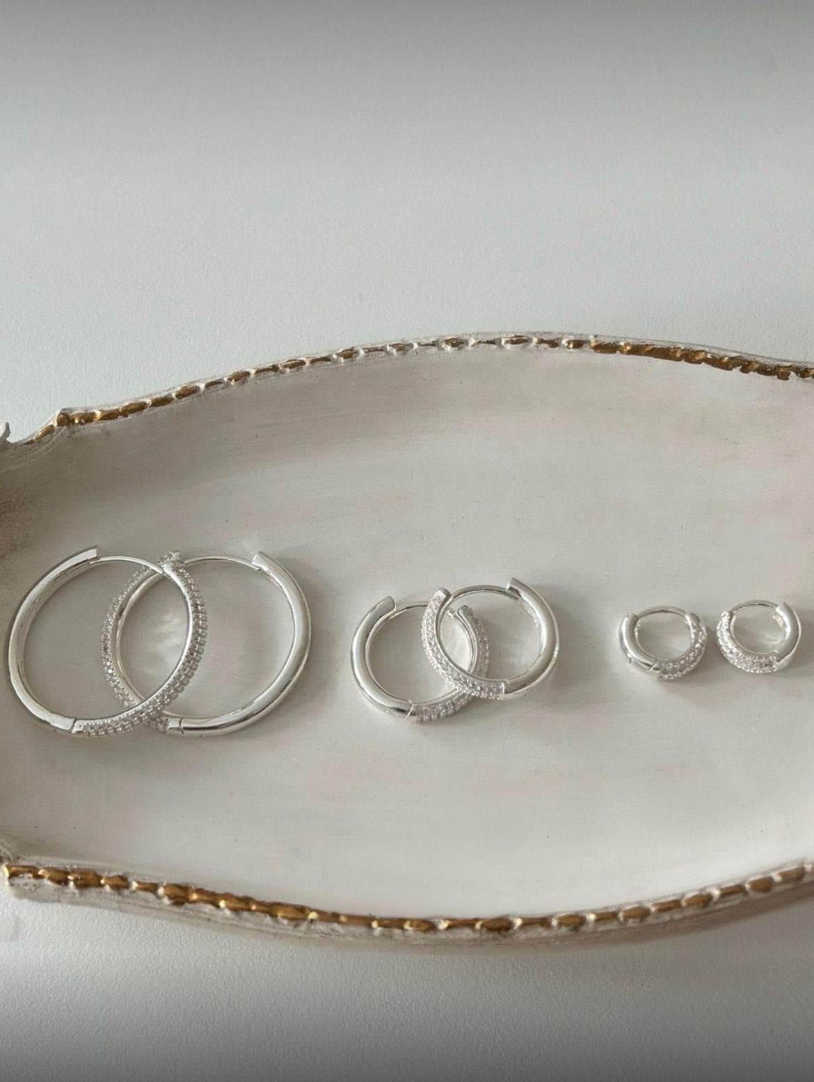 Cubic Zirconia Pave Silver Hoop Earrings