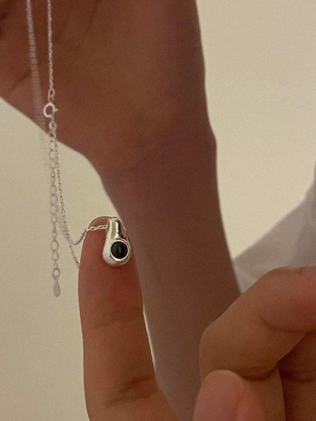 Droplet Gemstone Pendant Silver Necklace