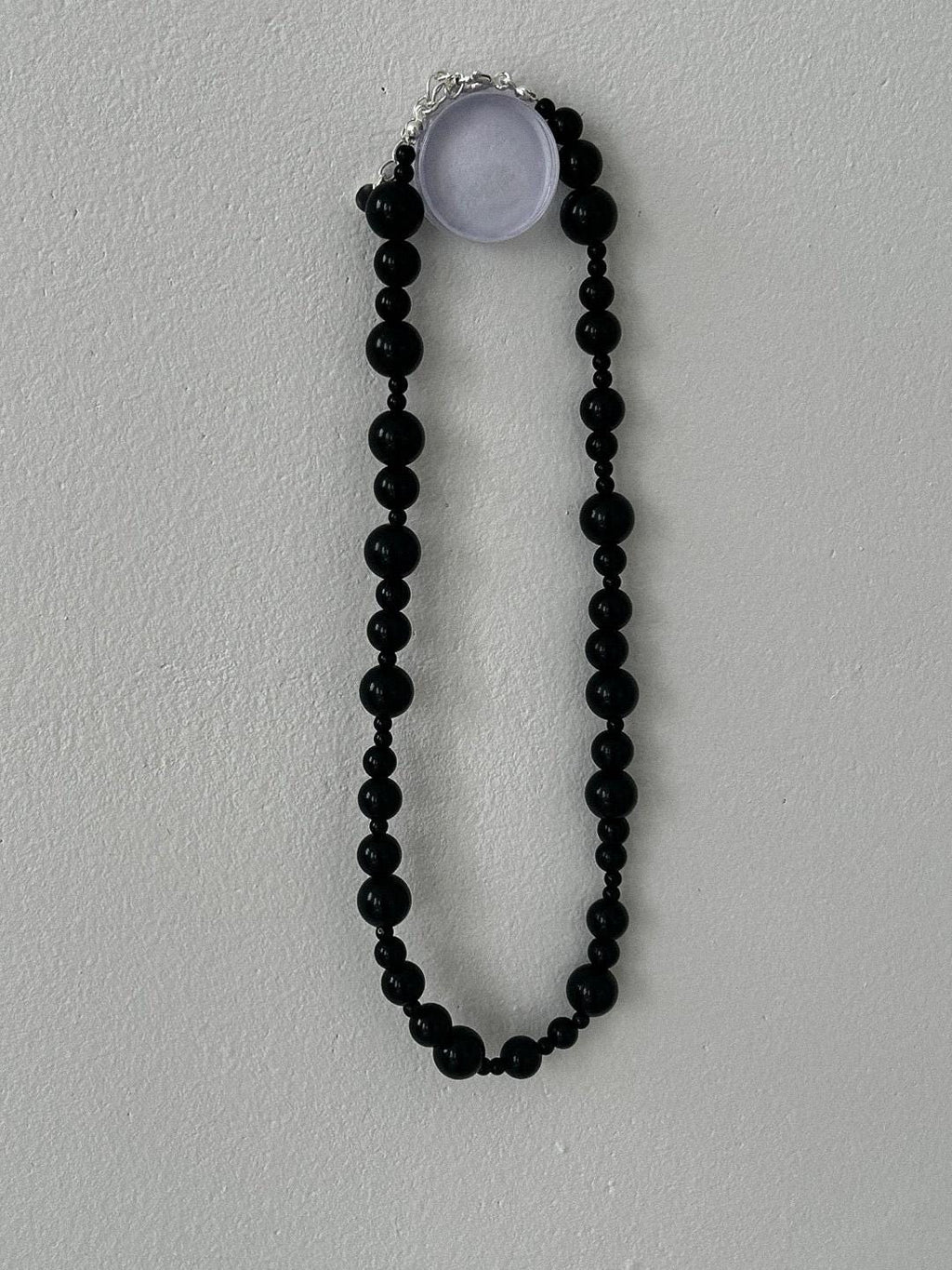 Large Bead Black Agate Necklace