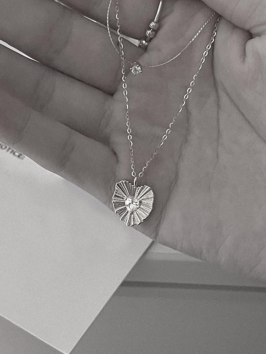 Sacred Heart Pendant Necklace with Cubic Zirconia
