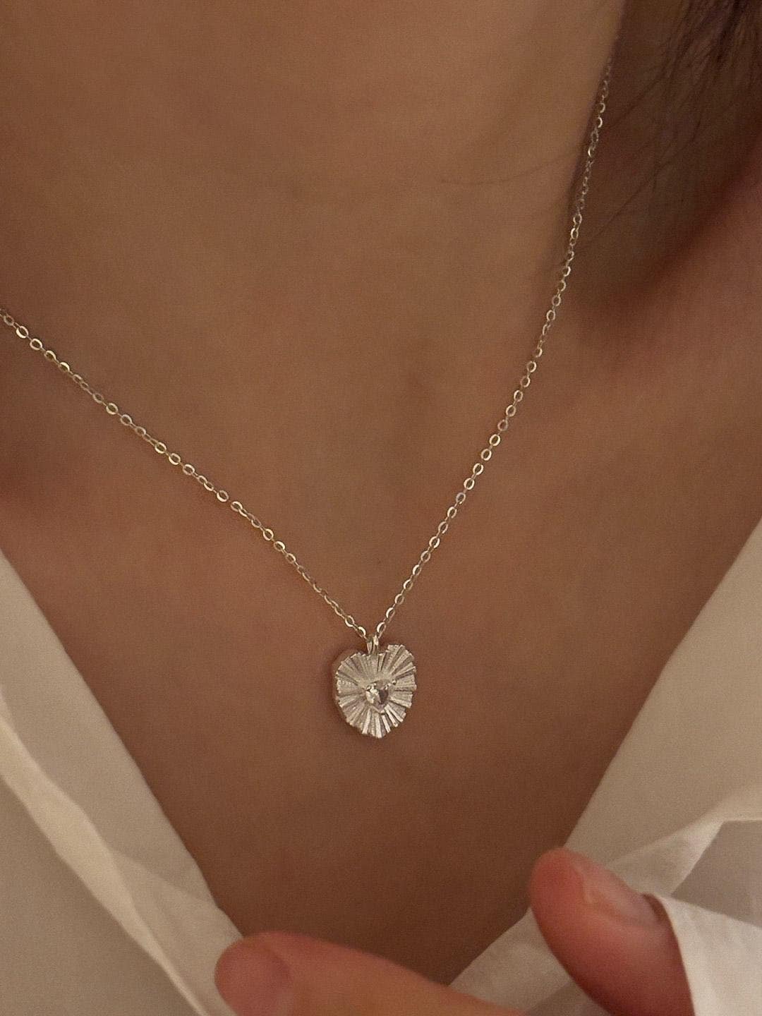 Sacred Heart Pendant Necklace with Cubic Zirconia