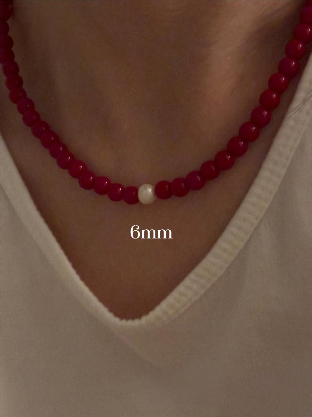 Red And Freshwater Pearl Beaded Necklace
