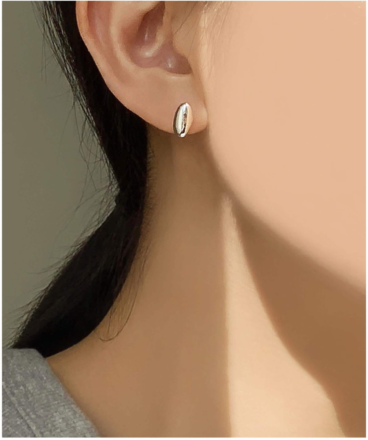 Silver Oval Bar Stud Earrings