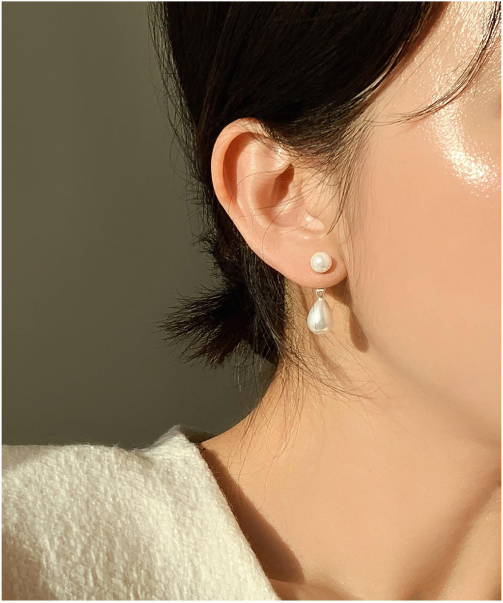 Pearl Drop Stud Earrings