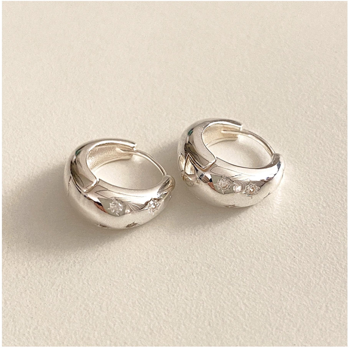 Chunky Droplet Star Huggie Earrings