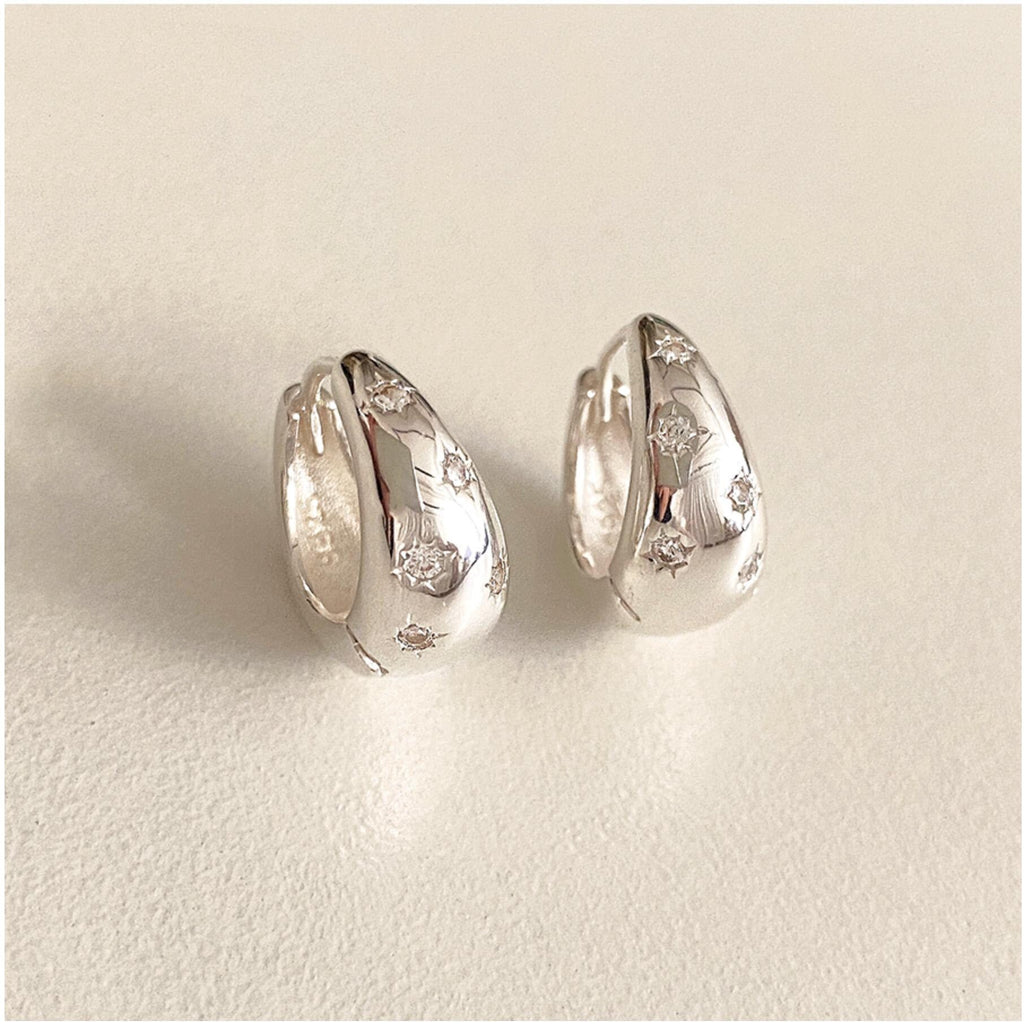 Chunky Droplet Star Huggie Earrings