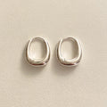 Round Square Silver Hoop Earrings