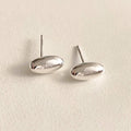 Silver Oval Bar Stud Earrings