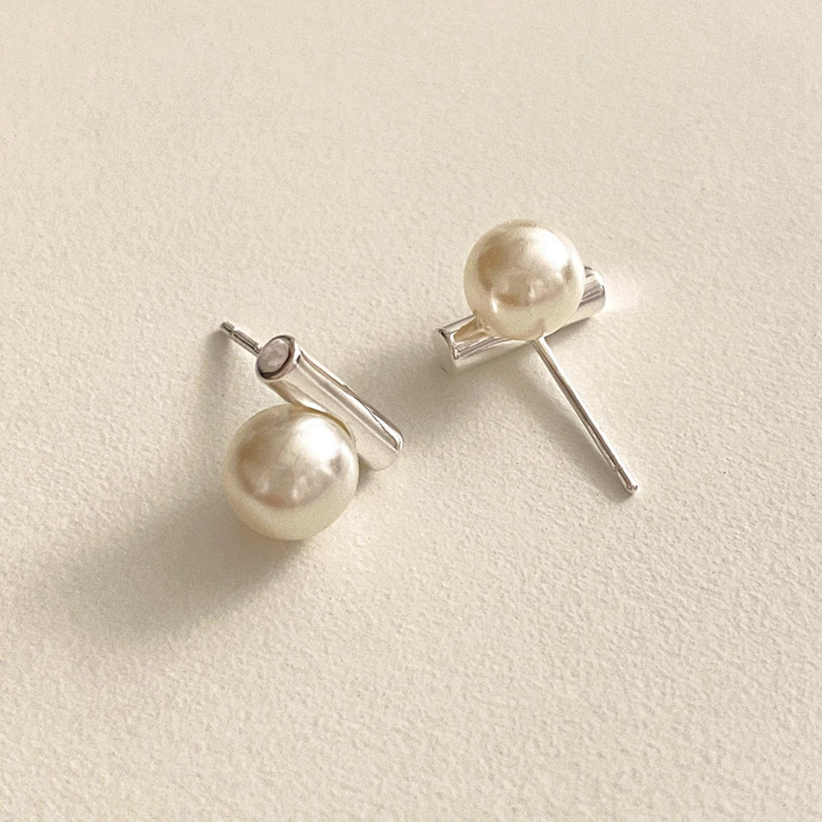 Pearl & Bar Stud Earrings
