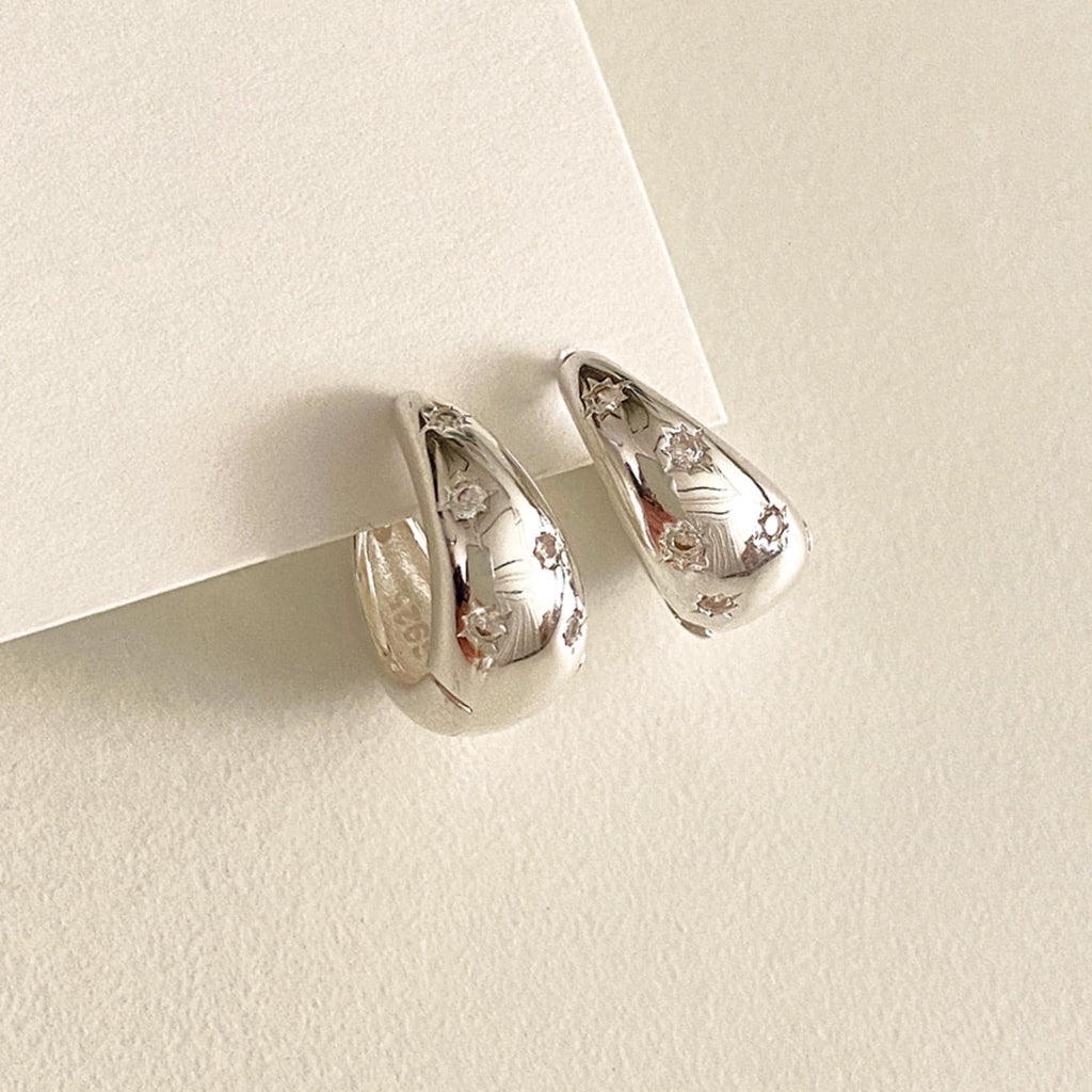 Chunky Droplet Star Huggie Earrings