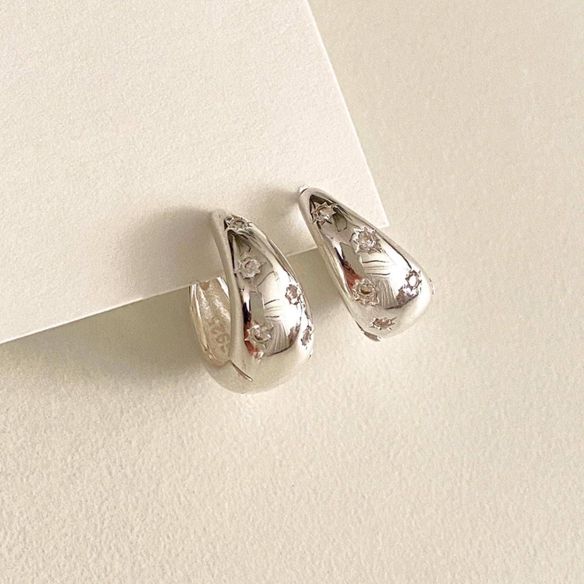 Chunky Droplet Star Huggie Earrings
