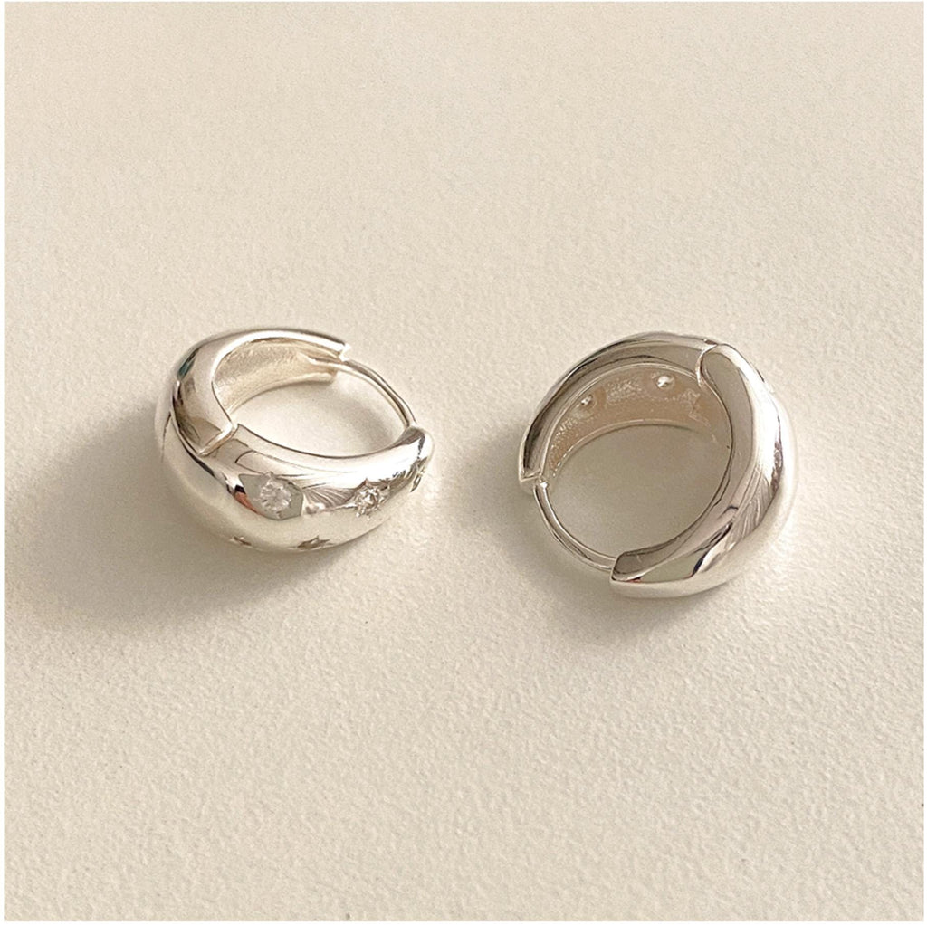 Chunky Droplet Star Huggie Earrings