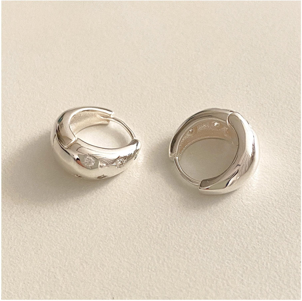 Chunky Droplet Star Huggie Earrings