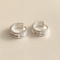 Classic Two-Line Round Huggie Earrings