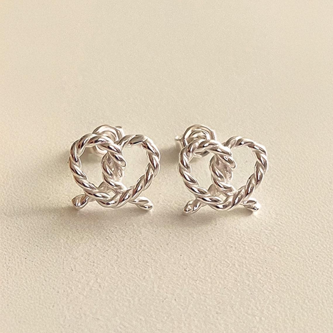 Twisted Heart Pretzel Stud Earrings