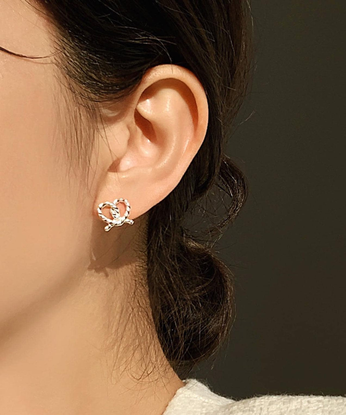 Twisted Heart Pretzel Stud Earrings