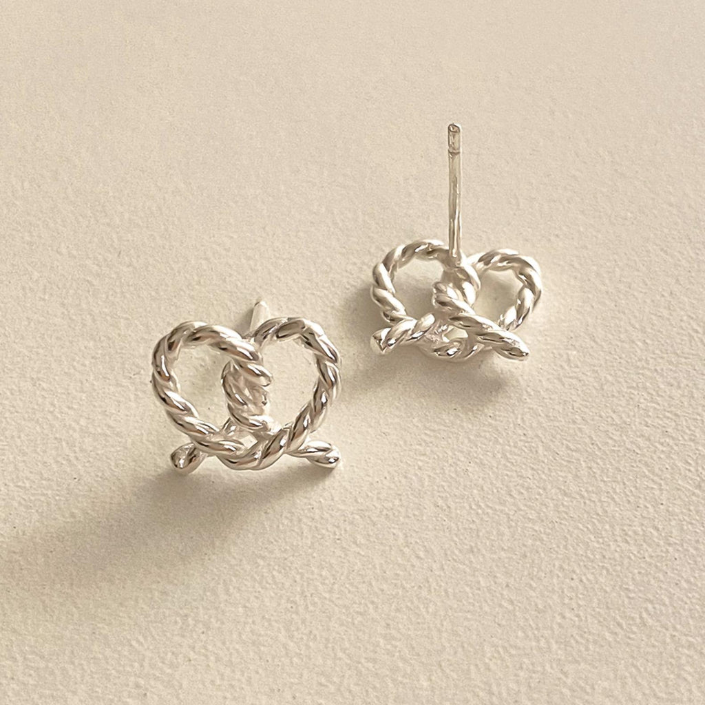 Twisted Heart Pretzel Stud Earrings