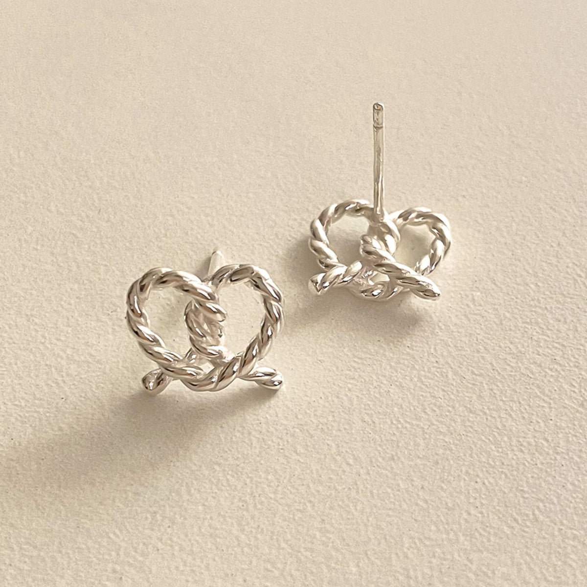 Twisted Heart Pretzel Stud Earrings