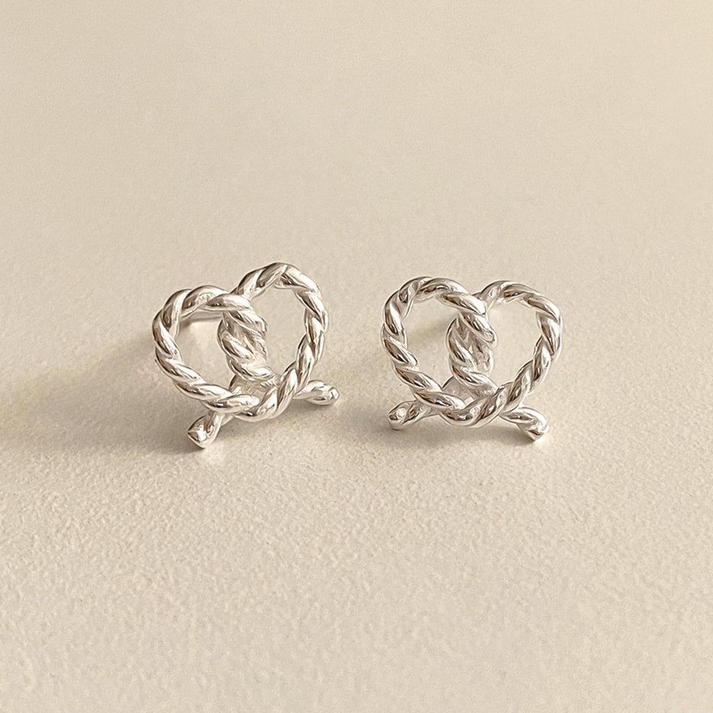 Twisted Heart Pretzel Stud Earrings