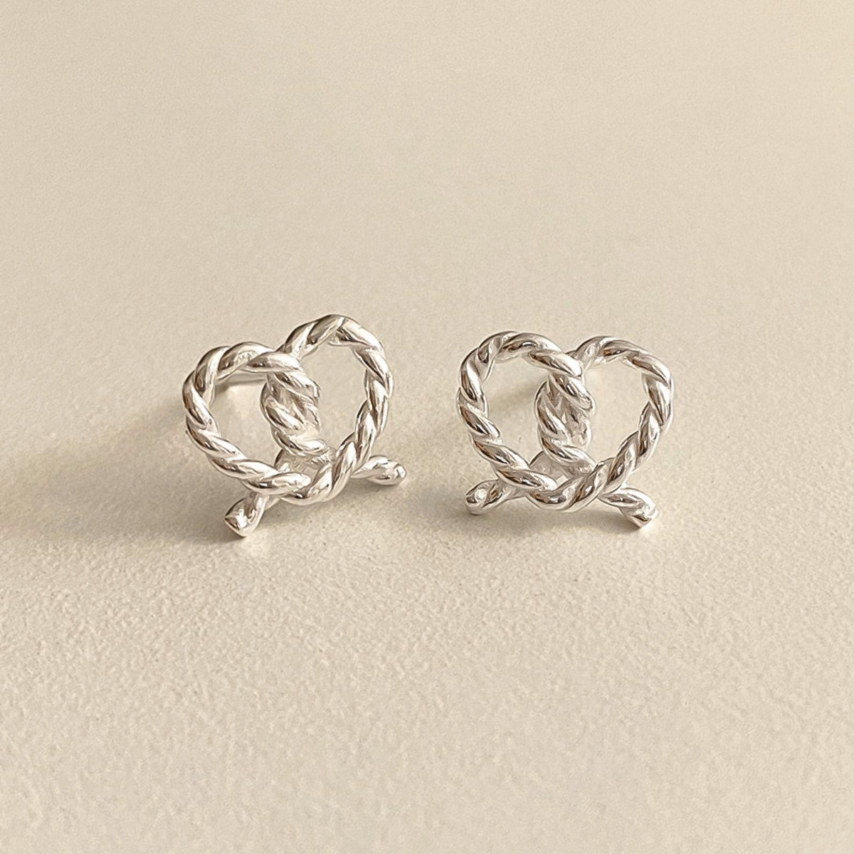 Twisted Heart Pretzel Stud Earrings
