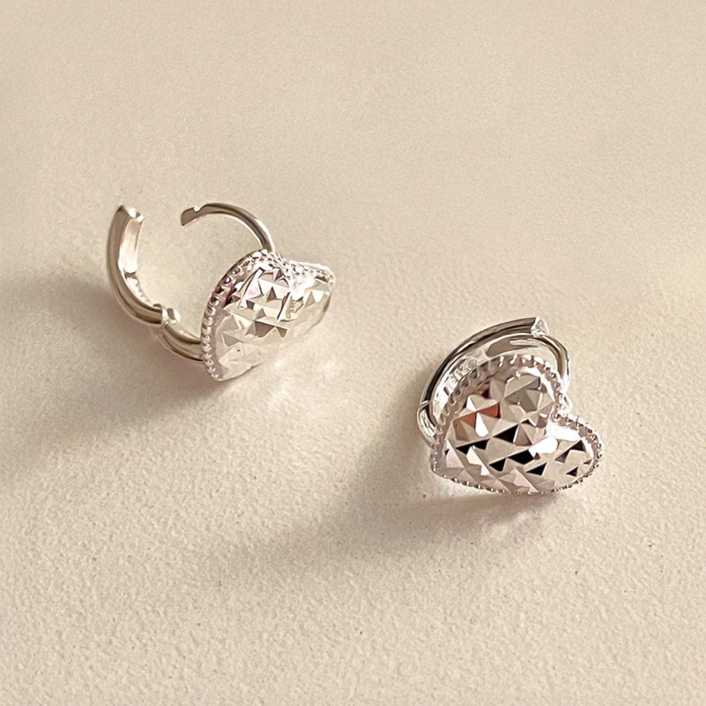 Faceted Heart Hoop Earrings
