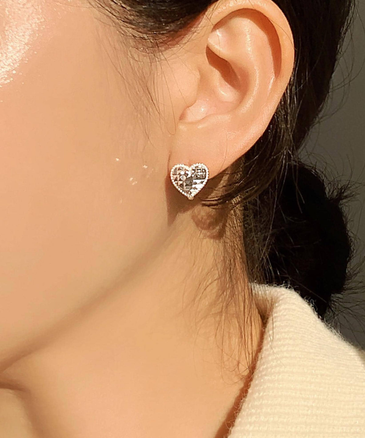 Faceted Heart Hoop Earrings