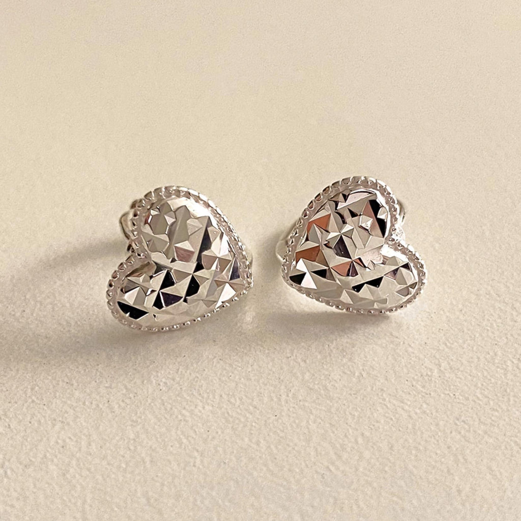 Faceted Heart Hoop Earrings