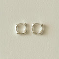 Mini Wave Square Silver Huggie Earrings