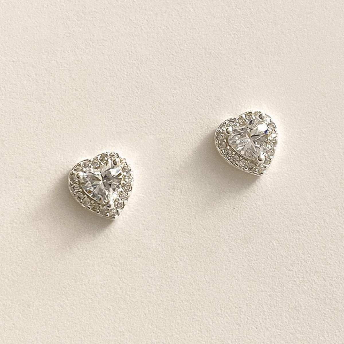Sparkling Heart Cubic Zirconia Stud Earrings