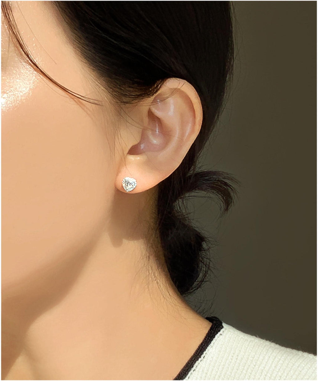 Sparkling Heart Cubic Zirconia Stud Earrings