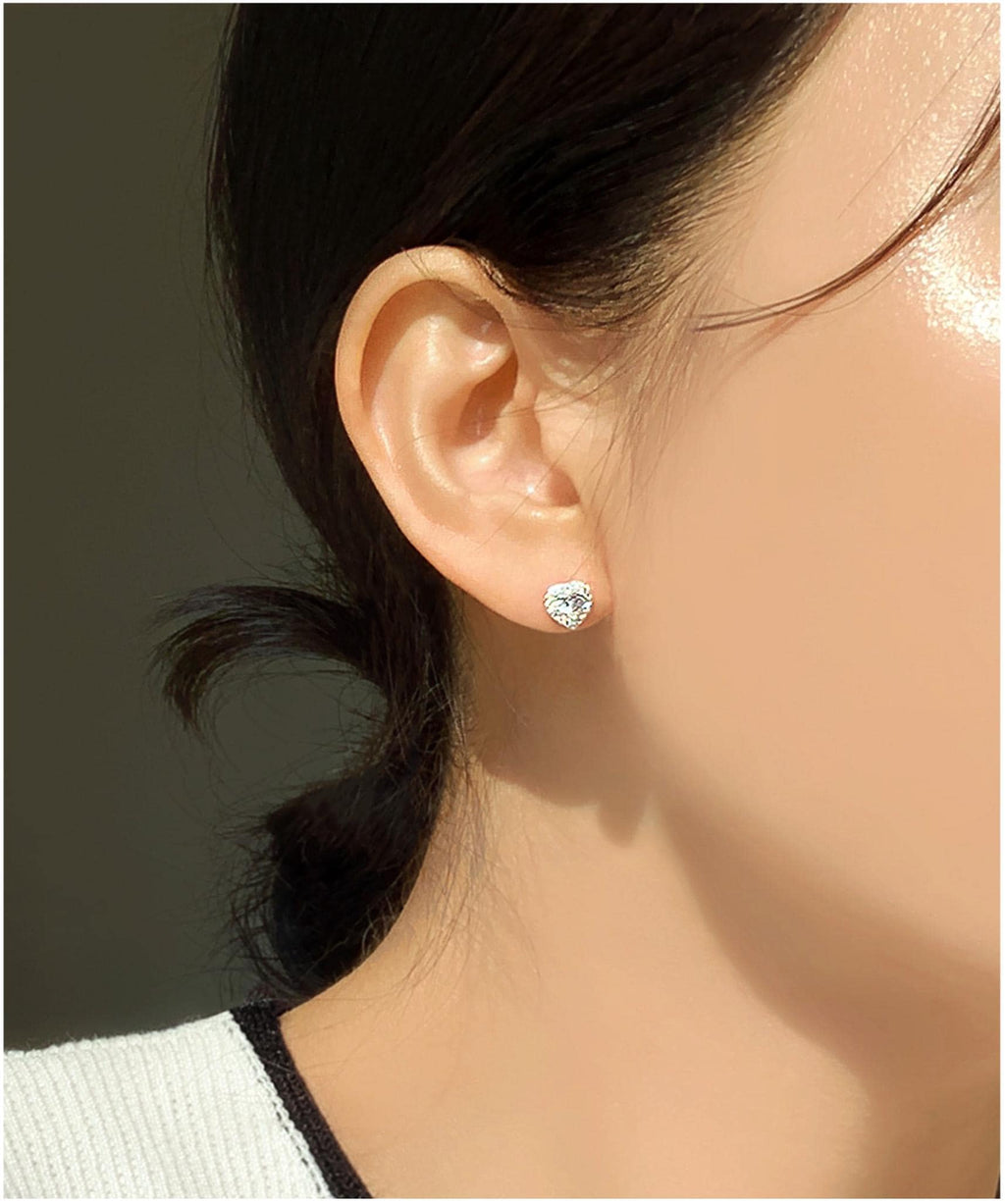 Sparkling Heart Cubic Zirconia Stud Earrings