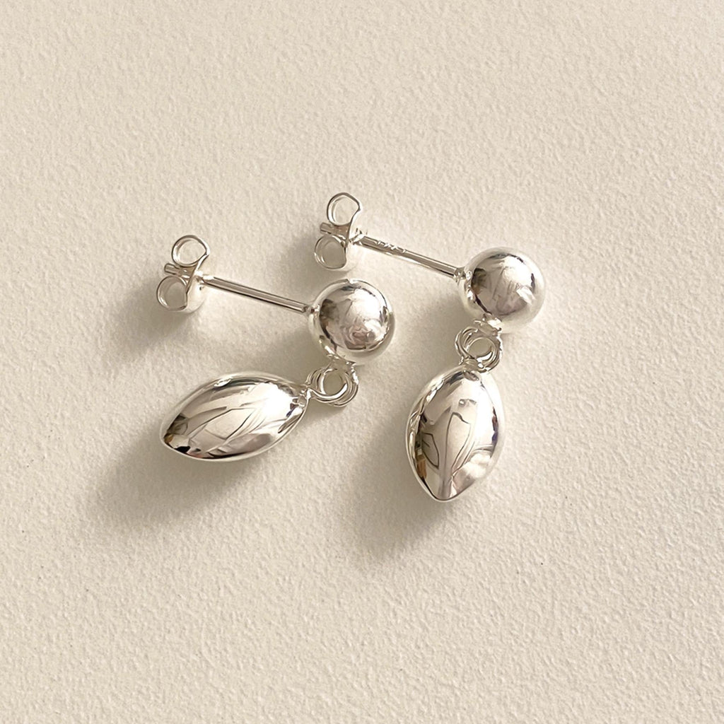 Silver Oval Drop Earrings