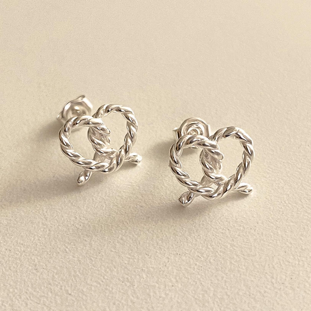 Twisted Heart Pretzel Stud Earrings