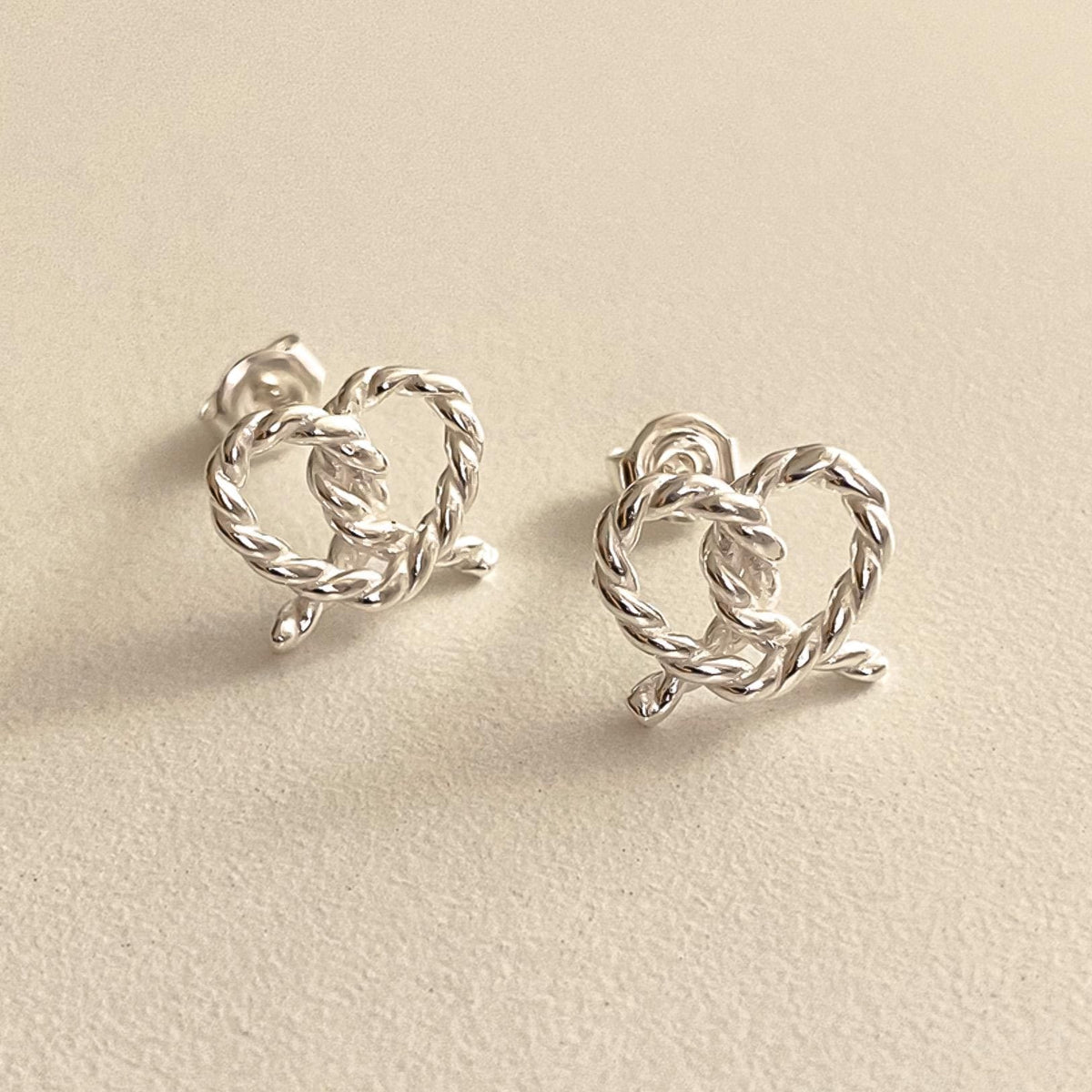 Twisted Heart Pretzel Stud Earrings