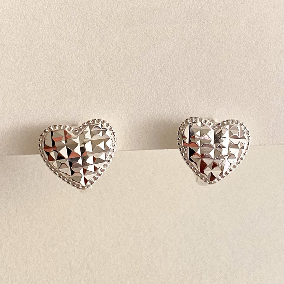 Faceted Heart Hoop Earrings