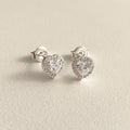 Sparkling Heart Cubic Zirconia Stud Earrings