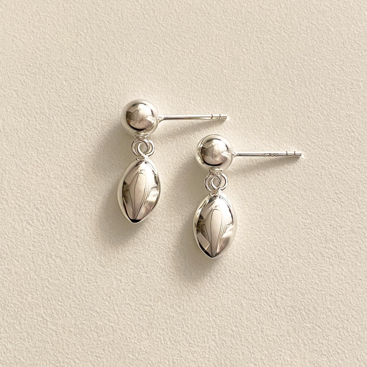 Silver Oval Drop Earrings