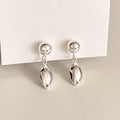 Silver Oval Drop Earrings